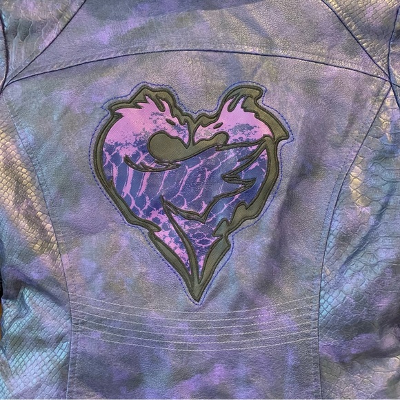 Disney Descendants 3 Girl's Mal Faux Leather Moto Jacket Halloween Costume - Picture 9 of 11
